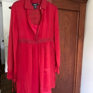 ExpressTwo Piece Red Silk Dress 7/8